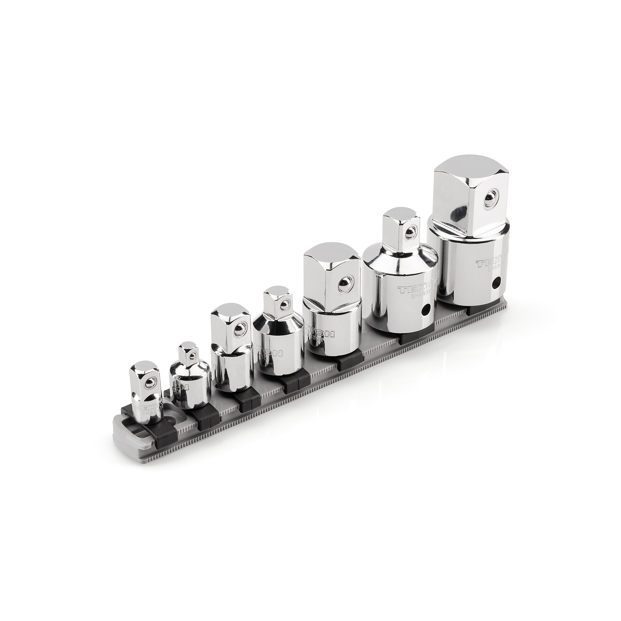 TEKTON 1/4, 3/8, 1/2, 3/4 Inch Drive Adapter/Reducer Set with Rail (7-Piece) | SHA99119